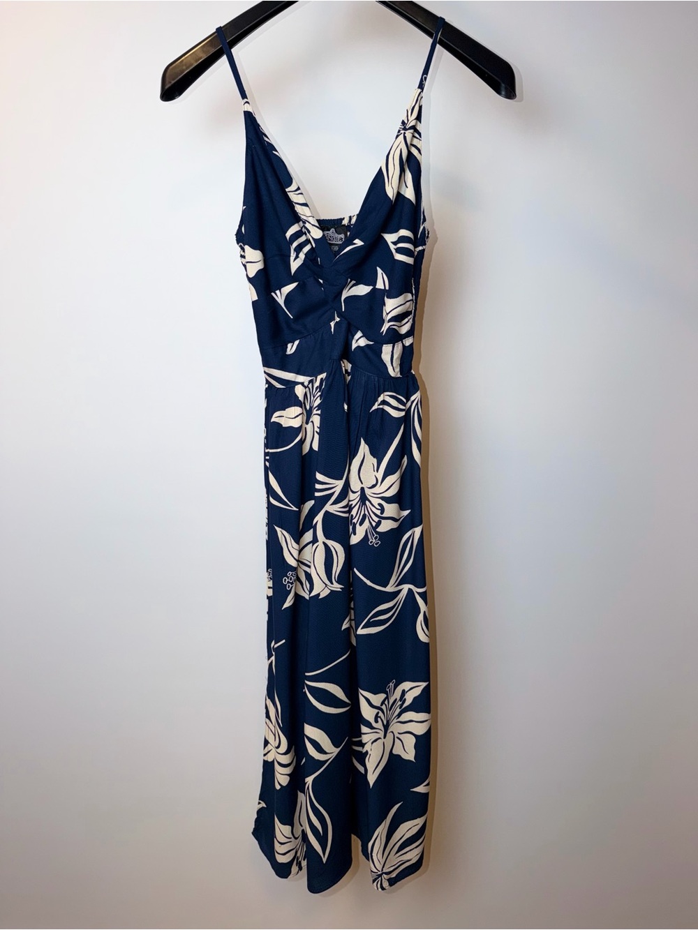Angie Navy Maxi Dress with Cream Floral Pattern - Picture 2 of 7